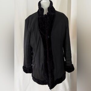 Reversible Faux Fur Giacca Black Jacket